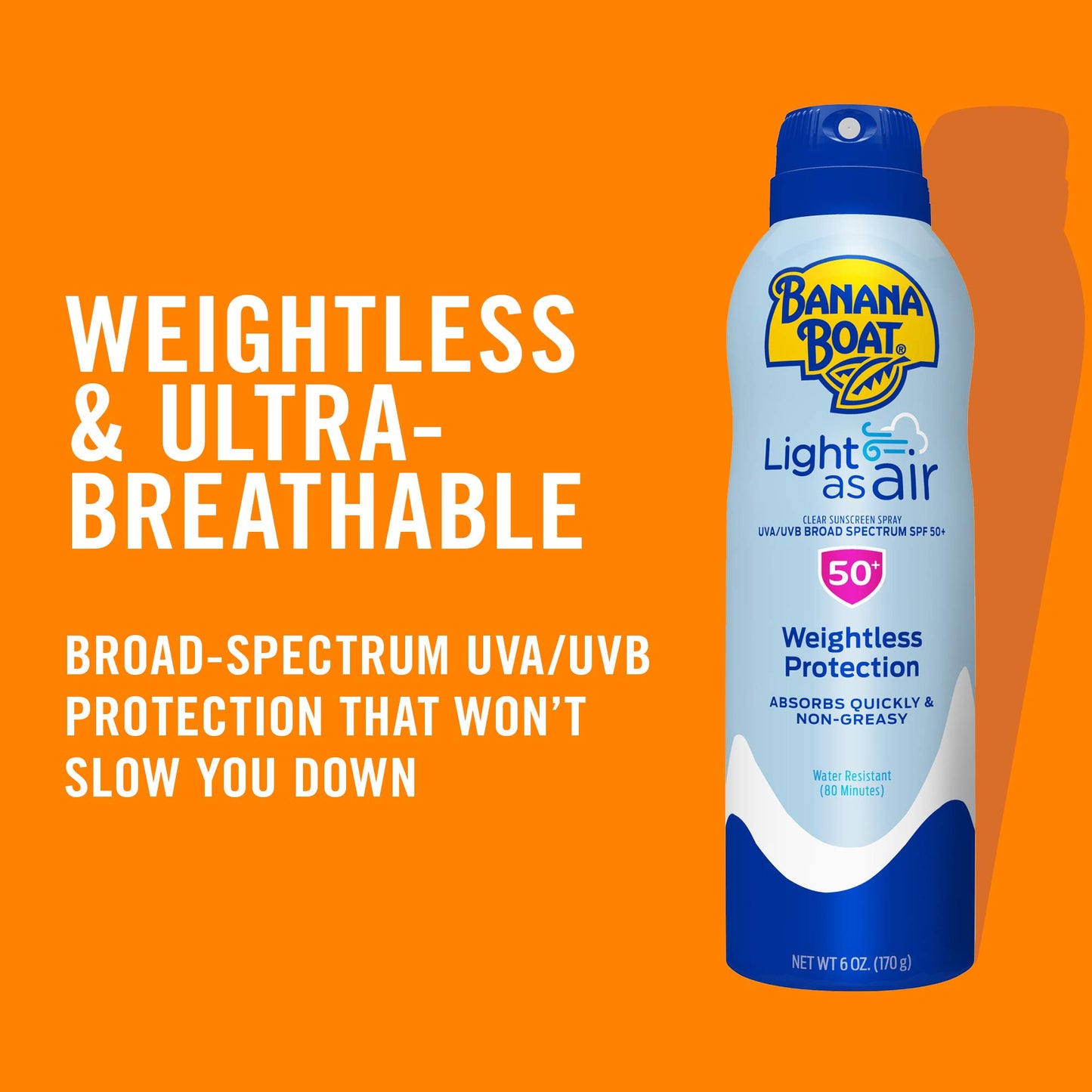 Banana Boat Light As Air Sunscreen Spray SPF 50 Twin Pack| Lightweight Sunscreen, Spray On Sunscreen, Body Sunscreen Spray, Non-Greasy Sunscreen