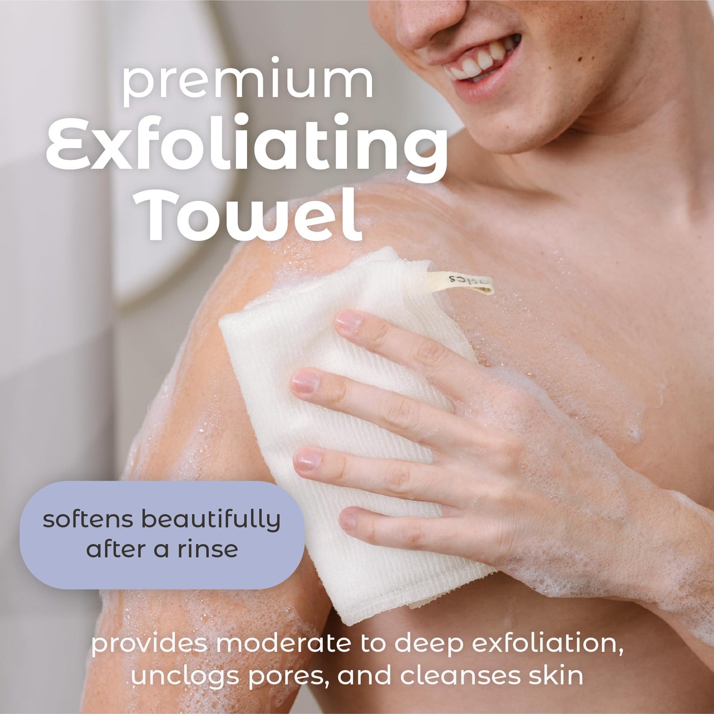 MainBasics Japanese Deep Exfoliating Shower Towel, 3 Pack, Airy Blossom Beauty and Personal Care MainBasics