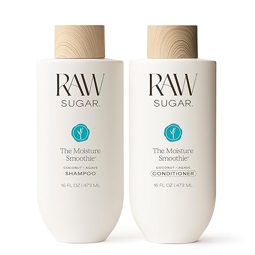 Raw Sugar The Moisture Smoothie Shampoo and Conditioner with Coconut Oil, Agave, & Sweet Almond Oil, Hydrates & Nourishes Dry Hair, Formulated without