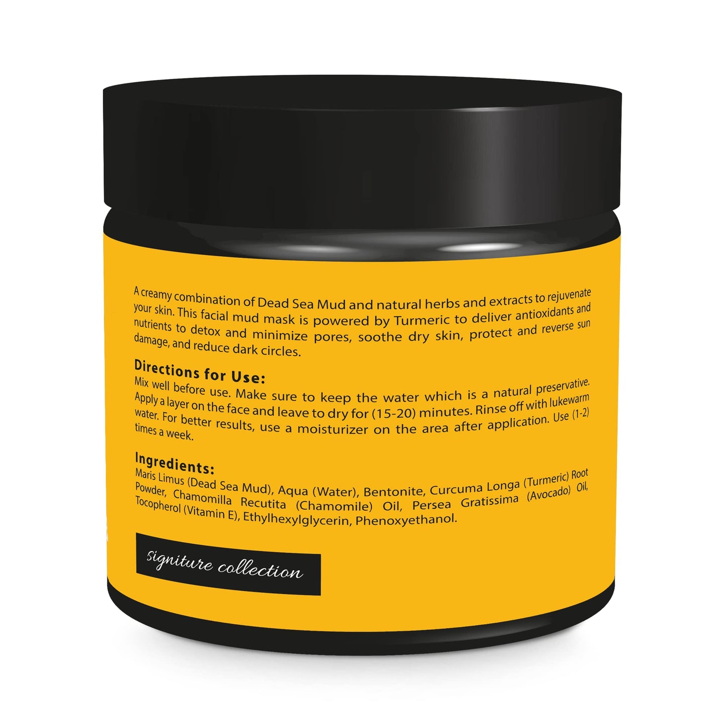 All Natural & Authentic TURMERIC CHAMOMILE Rejuvenating Facial MUD MASK with Dead Sea Salt Minerals - Invigorates - Paraben Free - Not Tested