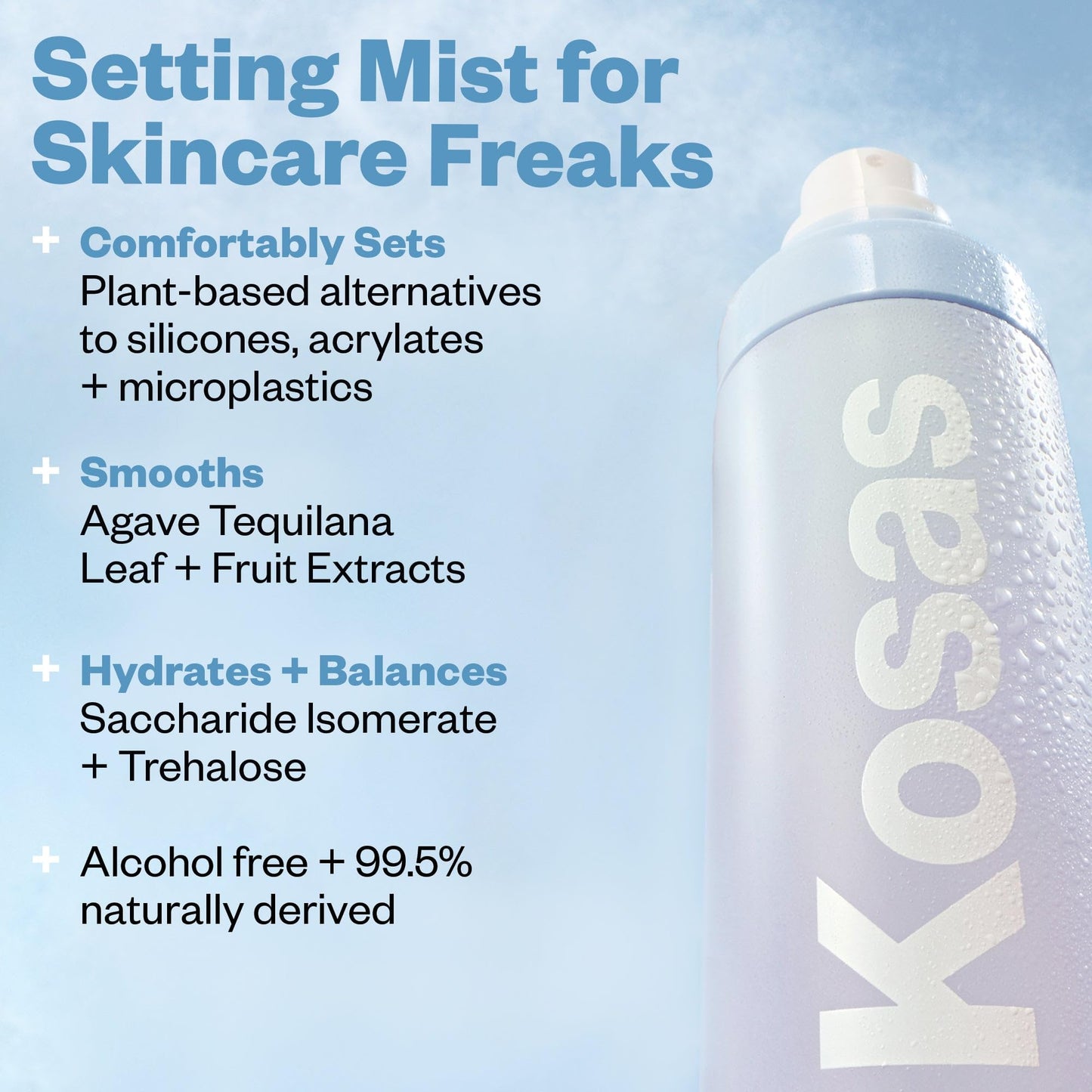 Kosas Cloud Set Airy Setting Spray,+ Smoothing Mist - Hydrating Makeup Spray, Alcohol Free, Oil Free, 12-Hour Hold, Minimizes Appearance