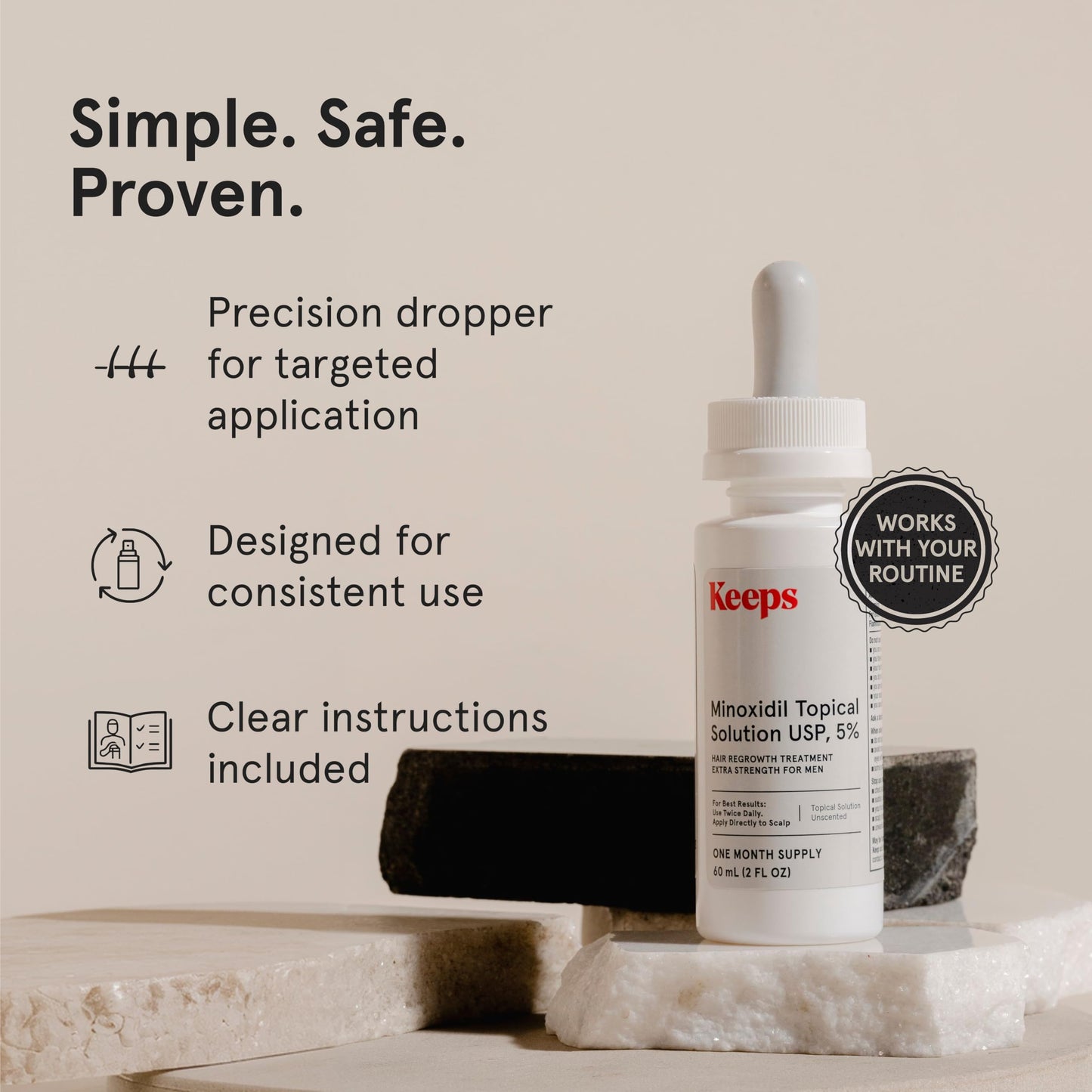Keeps Minoxidil Solution 5% for Men, 3 Month Supply (3 x 2 fl oz Bottles) Beauty and Personal Care Keeps