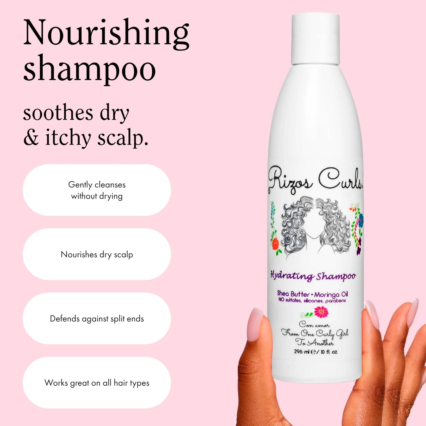 Rizos Curls Wash Day Bundle - Hydrating Shampoo & Deep Conditioner Set with Shea Butter for Every Curl Pattern 1a-4c - Gently Cleanses, Moisturizes