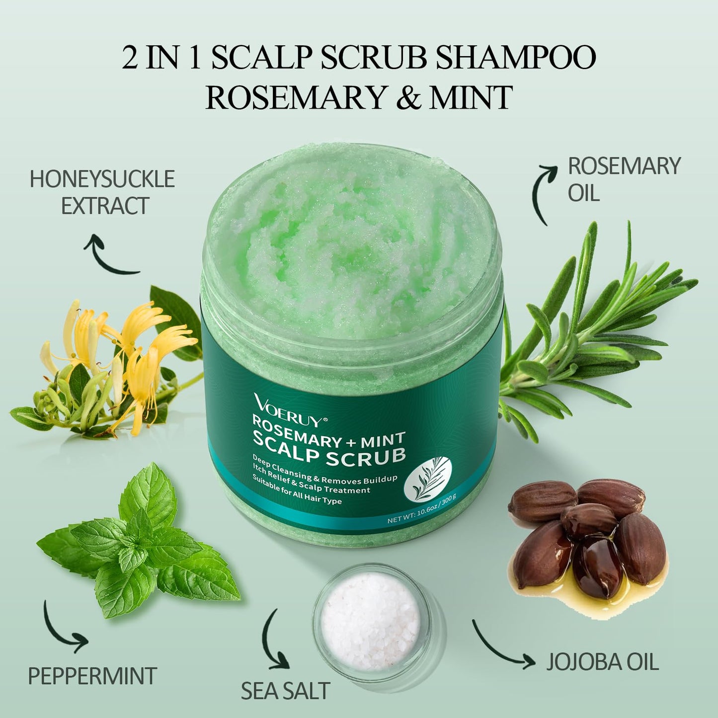 VOERUY Scalp Scrub, Rosemary Scalp Exfoliator Scrub Shampoo, 2-in-1 Scalp Treatment with Mint Oil, Hair Treatment to Clarify and Remove Build Up Beauty and Personal Care VOERUY