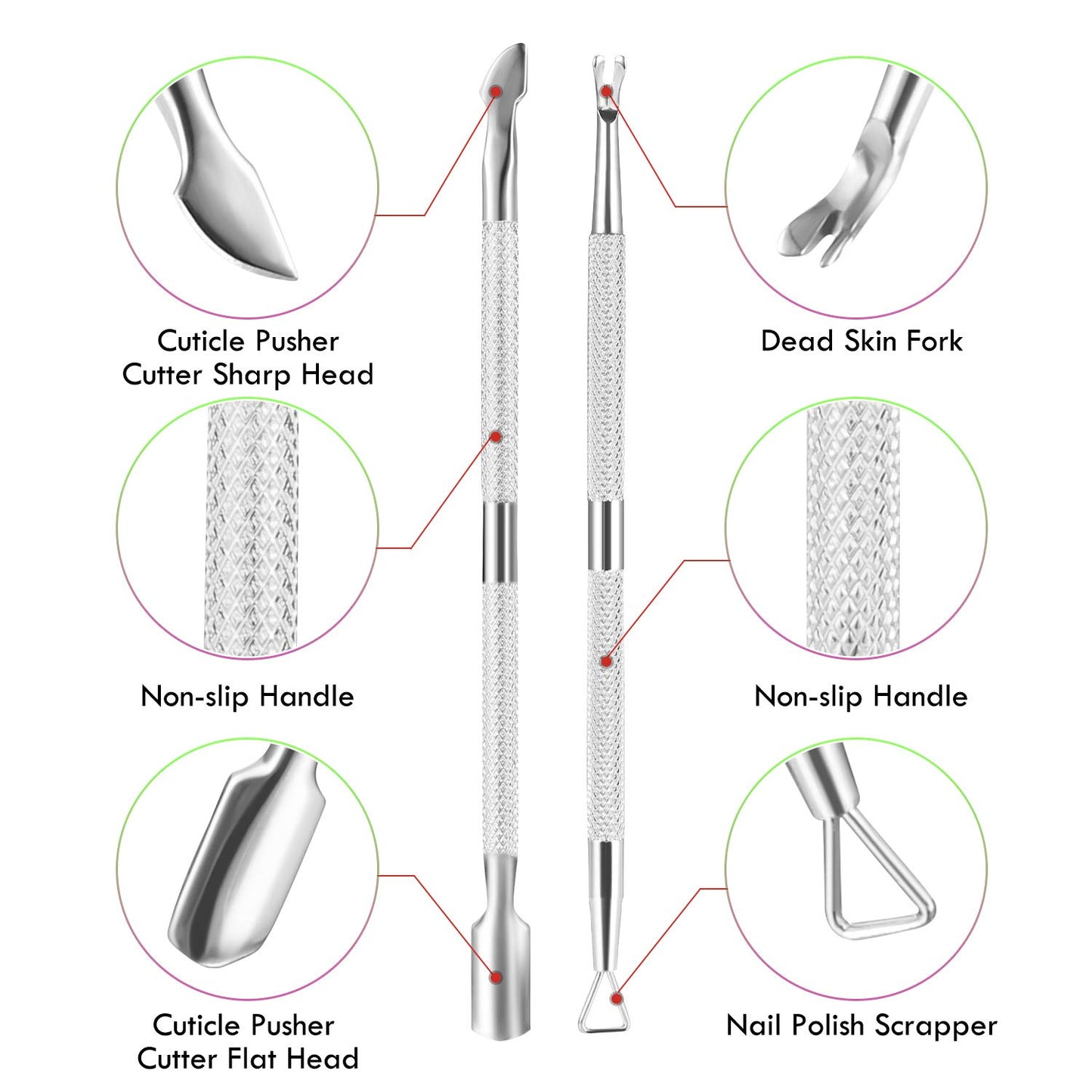 Cuticle Trimmer Cuticle Remover with Cuticle Pusher, XUNXMAS Professional Stainless Steel Durable Pedicure Manicure Tools Cutter Nipper Scissor