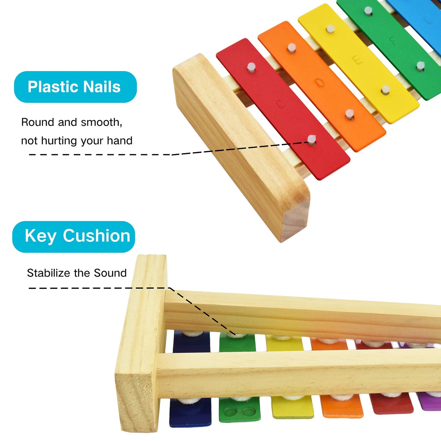 MUSICUBE Wooden Xylophone for Kids with Mallets – Preschool Educational Percussion Toy, Orff Music Kit, Tuned Musical Gift for Children