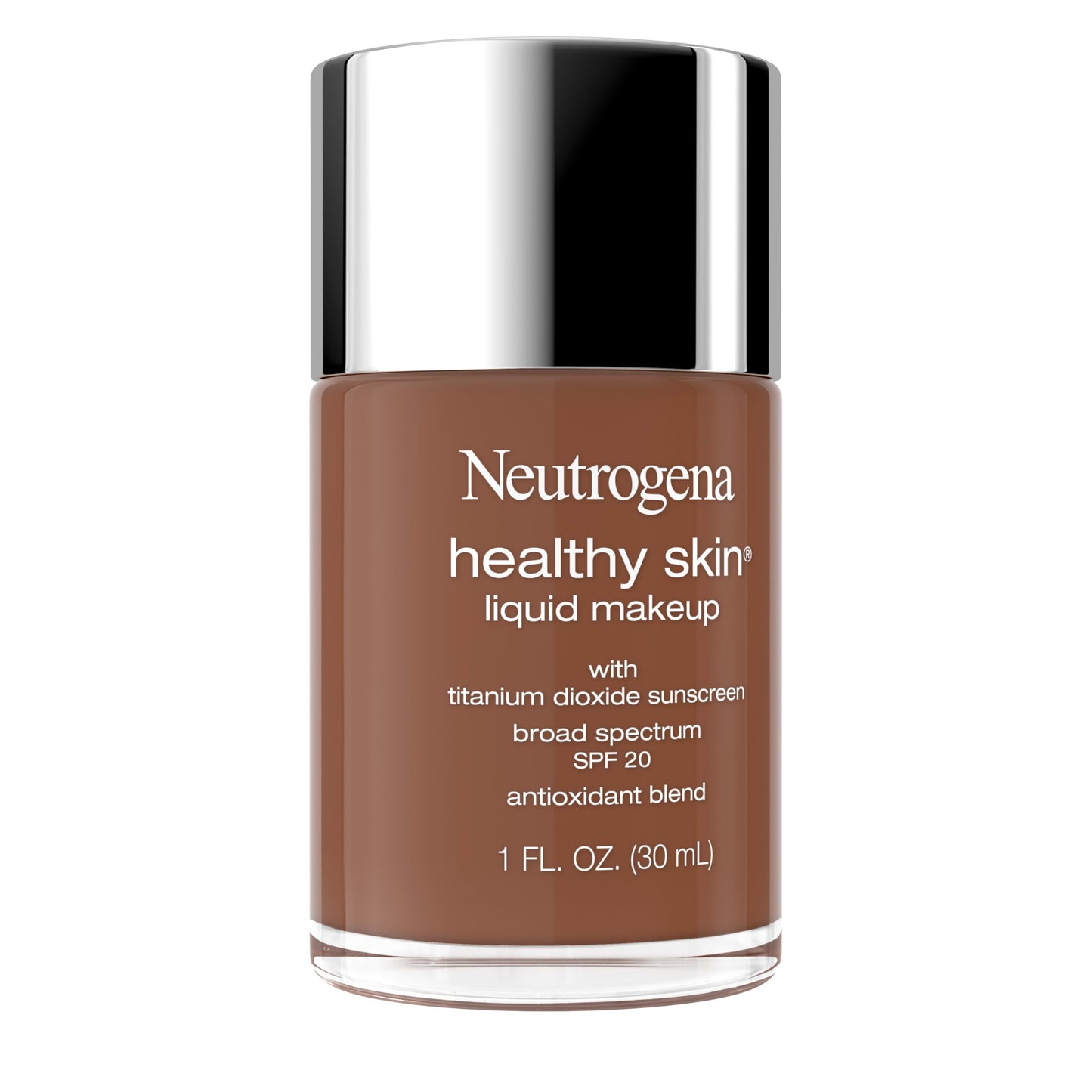 Neutrogena Healthy Skin Liquid Foundation Makeup Broad Spectrum SPF 20 Sunscreen, Medium Coverage, Vit B5, Antioxidants, All Day Wear, Cool Chestnut