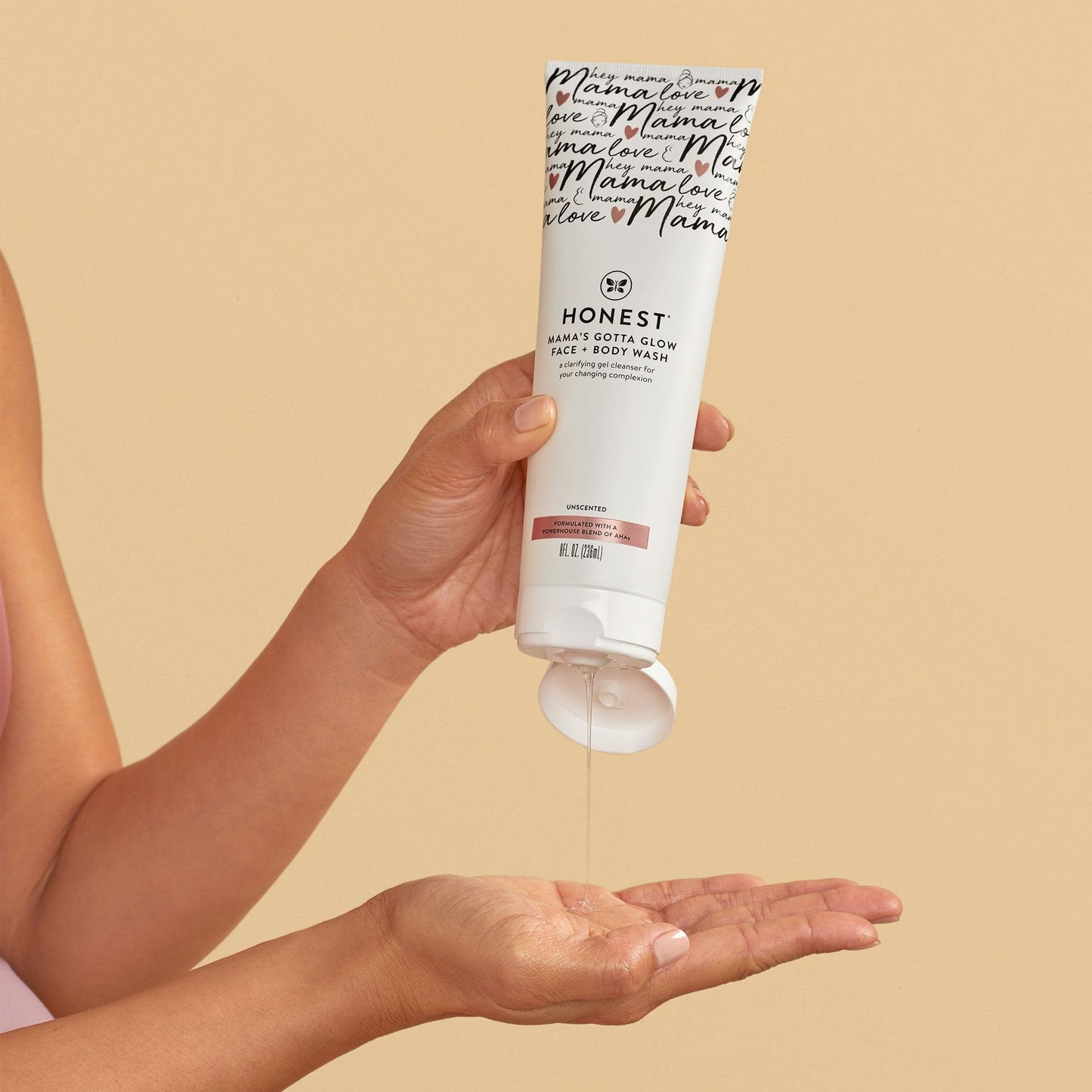The Honest Company Mama's Gotta Glow Face and Body Wash, Pregnancy Safe Clarifying Exfoliating AHA Cleanser, Packaging May Vary, 8 fl oz