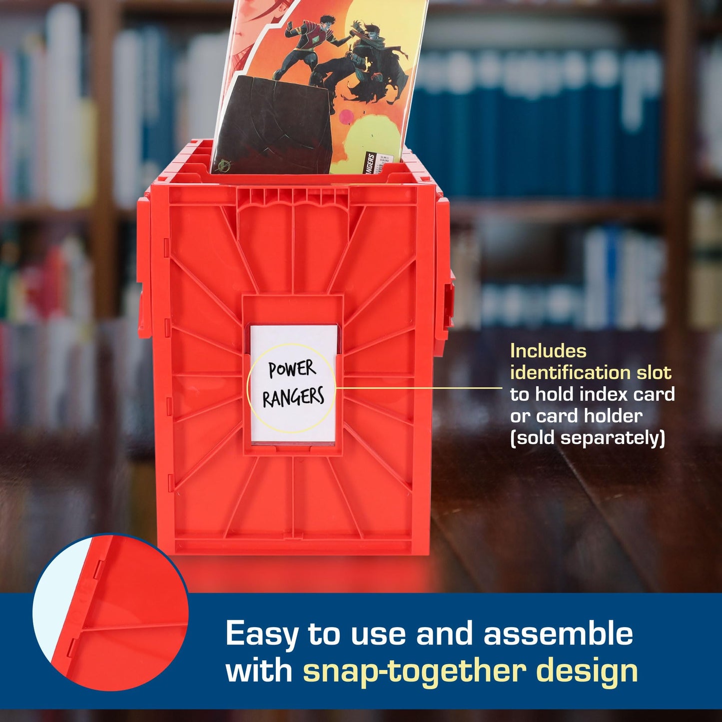 BCW Short Comic Book Bin | Holds 150 Comics | Stackable Plastic Storage | Acid-Free Organizer | Red, Single