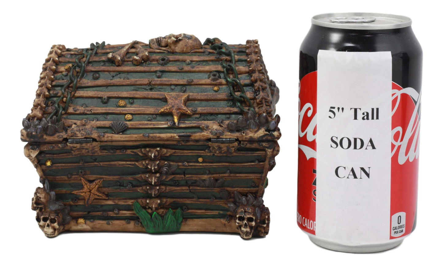 Ebros Pirate Davy Jones Ghost Haunted Sunken Ship Small Treasure Chest Box Featuring A Cross Chained Skull Jewelry Box Figurine As Decorative Secret…