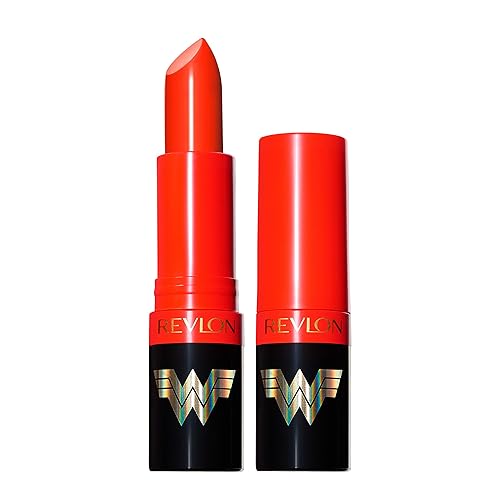 REVLON x WW84 Wonder Woman Super Lustrous Lipstick with Vitamin E and Avocado Oil, Matte Lipstick in Nude, 004 Strike First, 0.15 oz