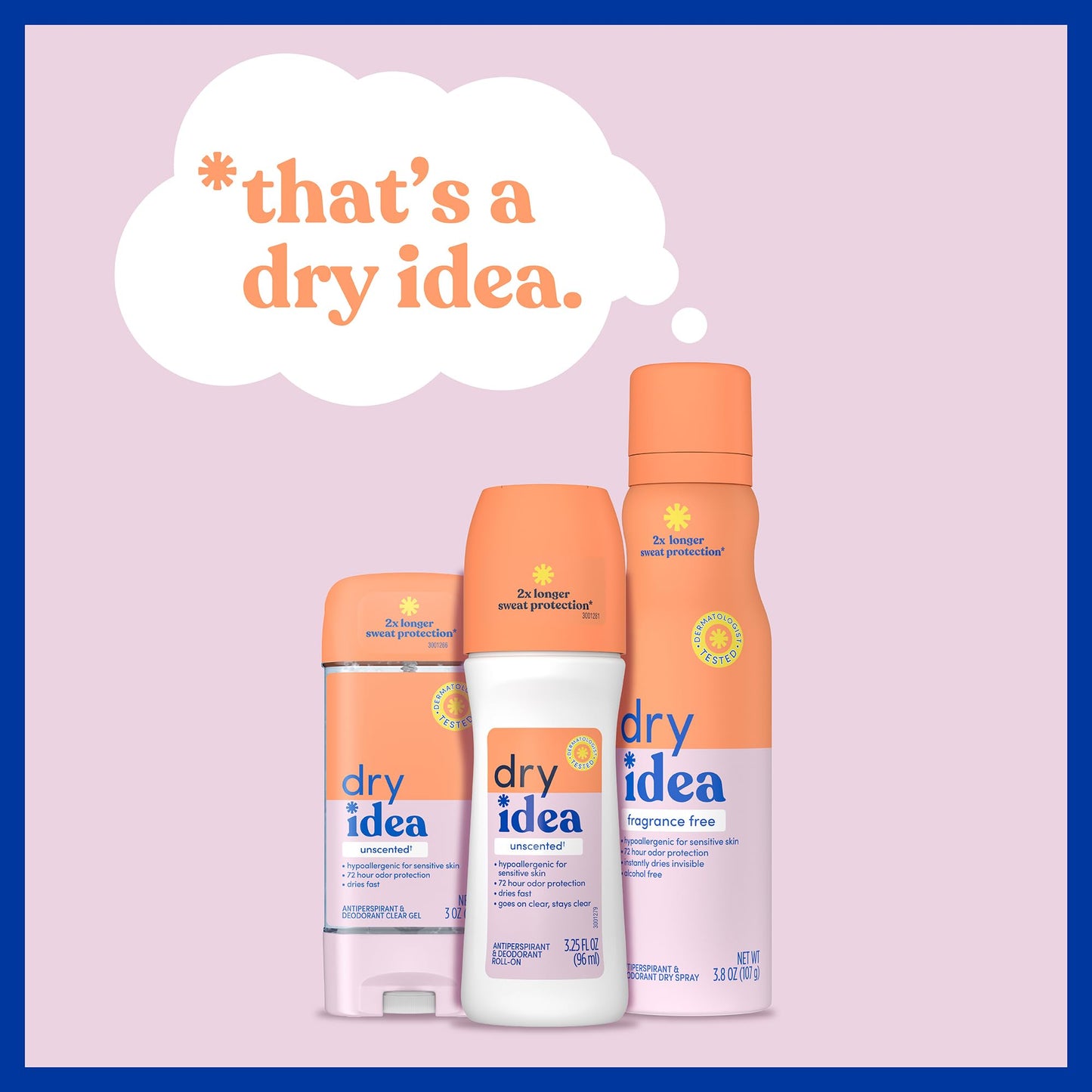Dry Idea Gel Deodorant & Antiperspirant for Women - Hypoallergenic for Sensitive Skin, 2X Longer Sweat Protection