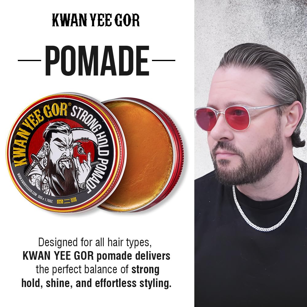 KWAN YEE GOR Strong Hold High Shine Hair Pomade 1.76oz for Men Styling