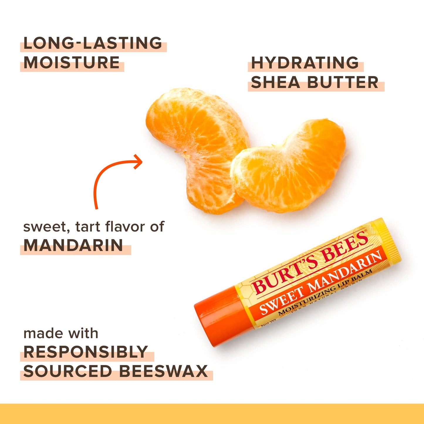 Burts Bees Sweet Mandarin Moisturizing Lip Balm Unisex 0.15 oz