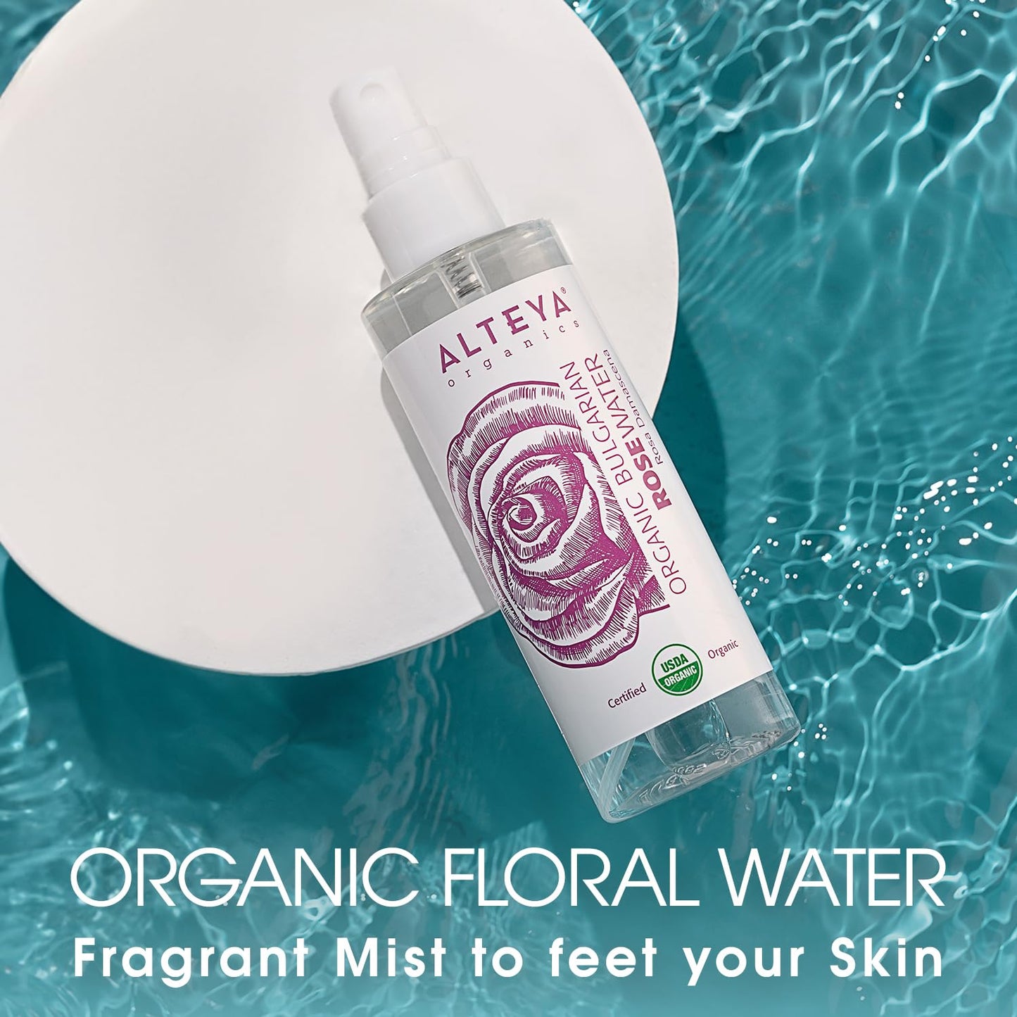 Alteya UDSA Organic Bulgarian Rose Water 3.4 Fl Oz Spray