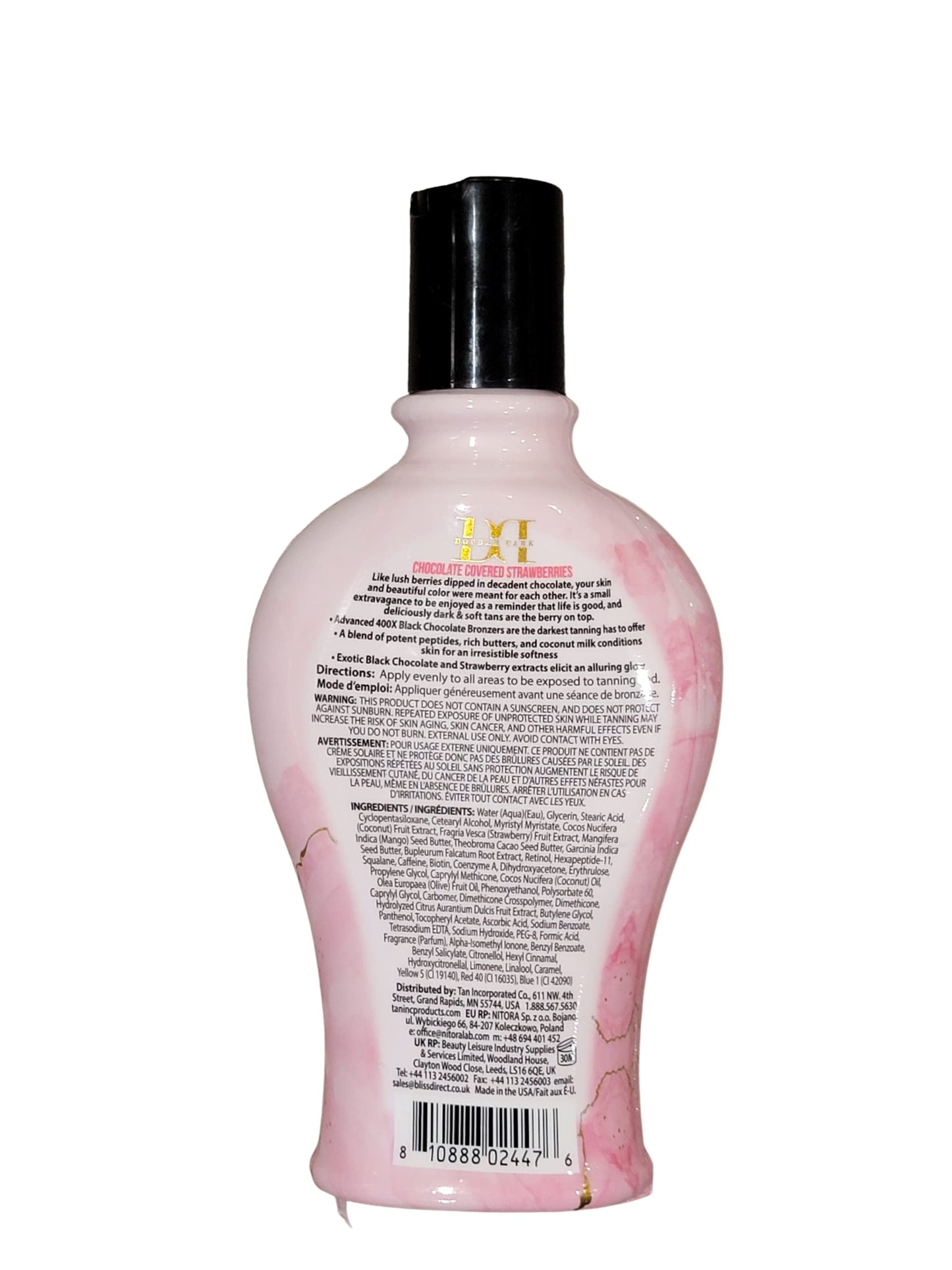 Double Dark Chocolate Covered Strawberries 400X Bronzing Lotion - Ultra-Rich Dark Tanning Formula with Skin Hydration & Firming, 7.5 oz Indoor Tan