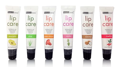 Beauty Treats Hydrating Lip Care with Natural Extracts and Moisturizing Vitamin E set of 6 Flavors