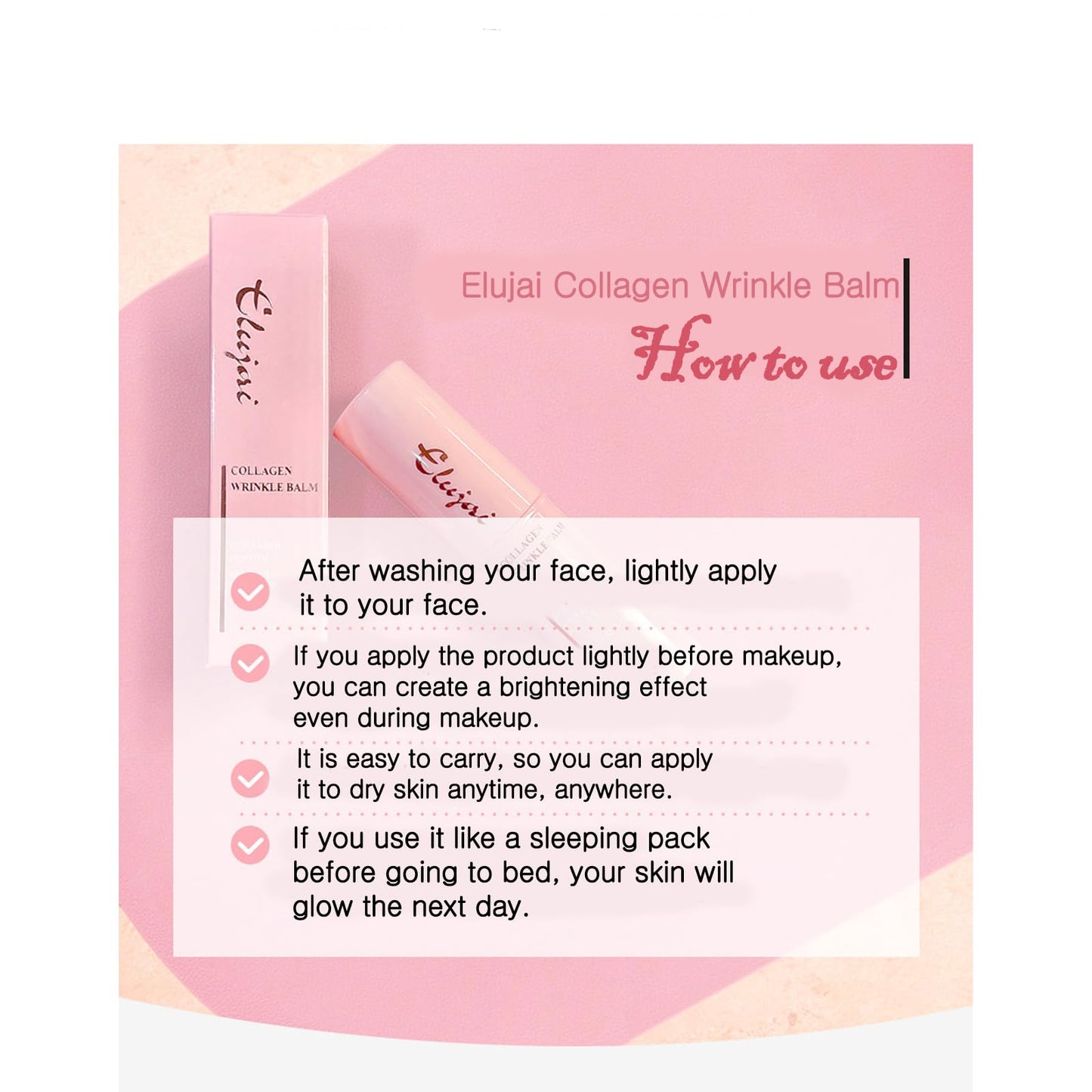 priming water Hydrating Balm for Moisturizing Skin Care, For Elujai Collagen Multi Balm Wrinkle Stick, (0.35 oz. /10g)