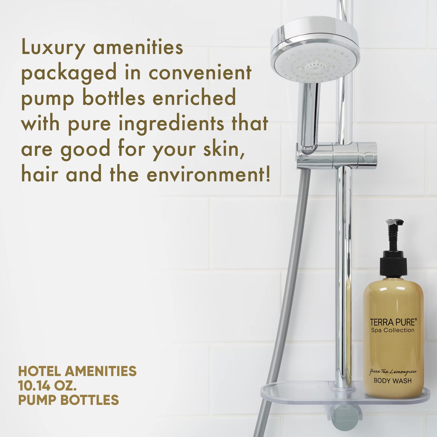Terra Pure Body Wash | Spa Collection | Hotel Amenities in Pump Bottle | 10.14 oz. / 300 ml (Single Bottle)
