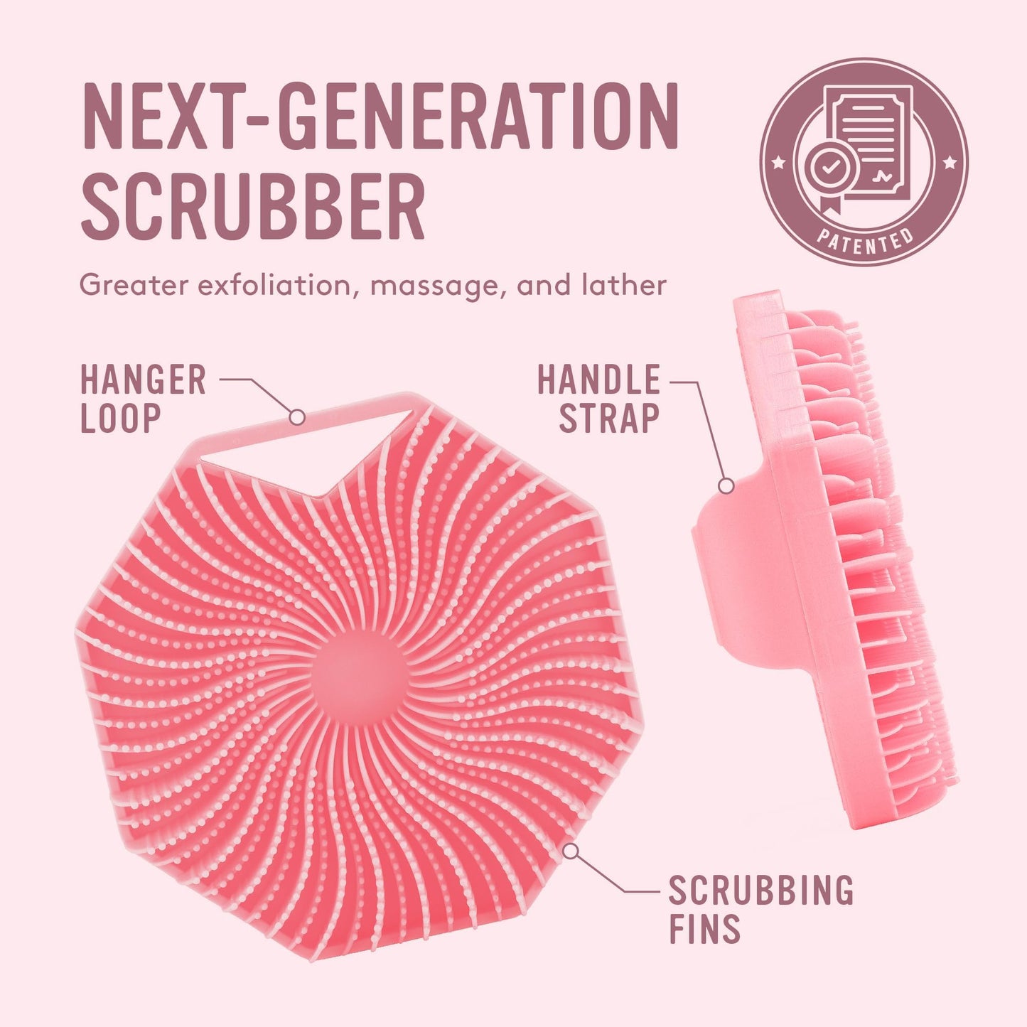 Sud Scrub® Antimicrobial Silicone Body Scrubber, Exfoliating Body Scrubber for Sensitive Skin, Eco Friendly Shower Scrubber for Body, Silicone Body