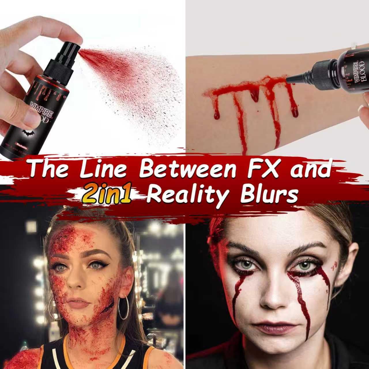 Halloween Fake Blood Spray, Washable Fake Blood Makeup Kit, Halloween Realistic Fake Blood, Perfect for Vampire Makeup, Clown & Sfx & Cosplay & Zombie