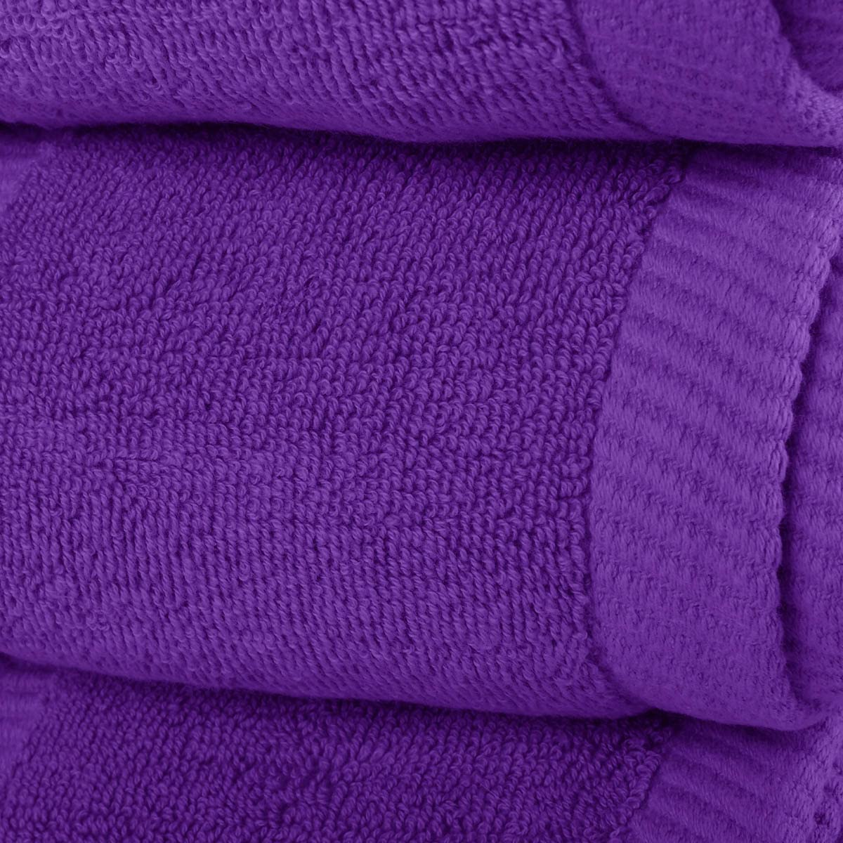 BY LORA Terry Cotton Bath Towel, Hand Towel and Wascloth Set, Purple, Set of 8