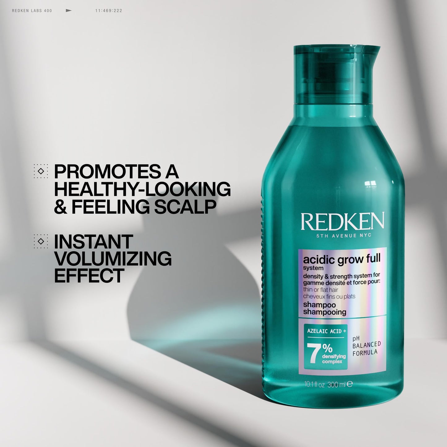 Redken Acidic Grow Full System Densifying Shampoo - Lightweight Shampoo for Fuller, Thicker-Looking Hair, Gentle Cleansing & Scalp Moisturizing