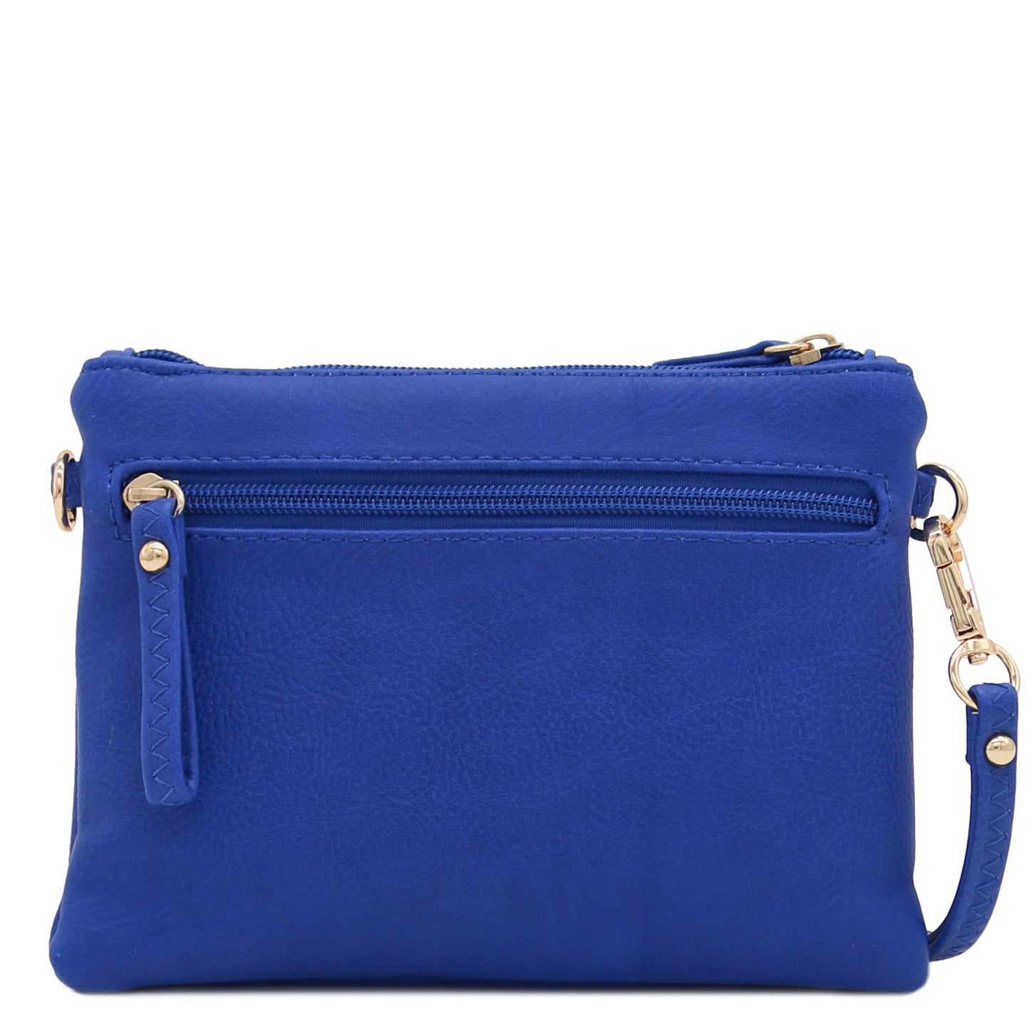 FashionPuzzle Multi Zipper Pocket Small Wristlet Crossbody Bag (Royal Blue)
