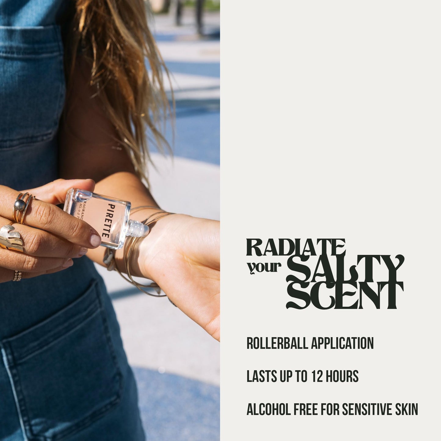 PIRETTE Fragrance Oil Roll On, Beach-Inspired, Long Lasting Perfume Oil with Notes of Fresh Green Coconut, Surf Wax & Sunscreen, Daily Rollerball