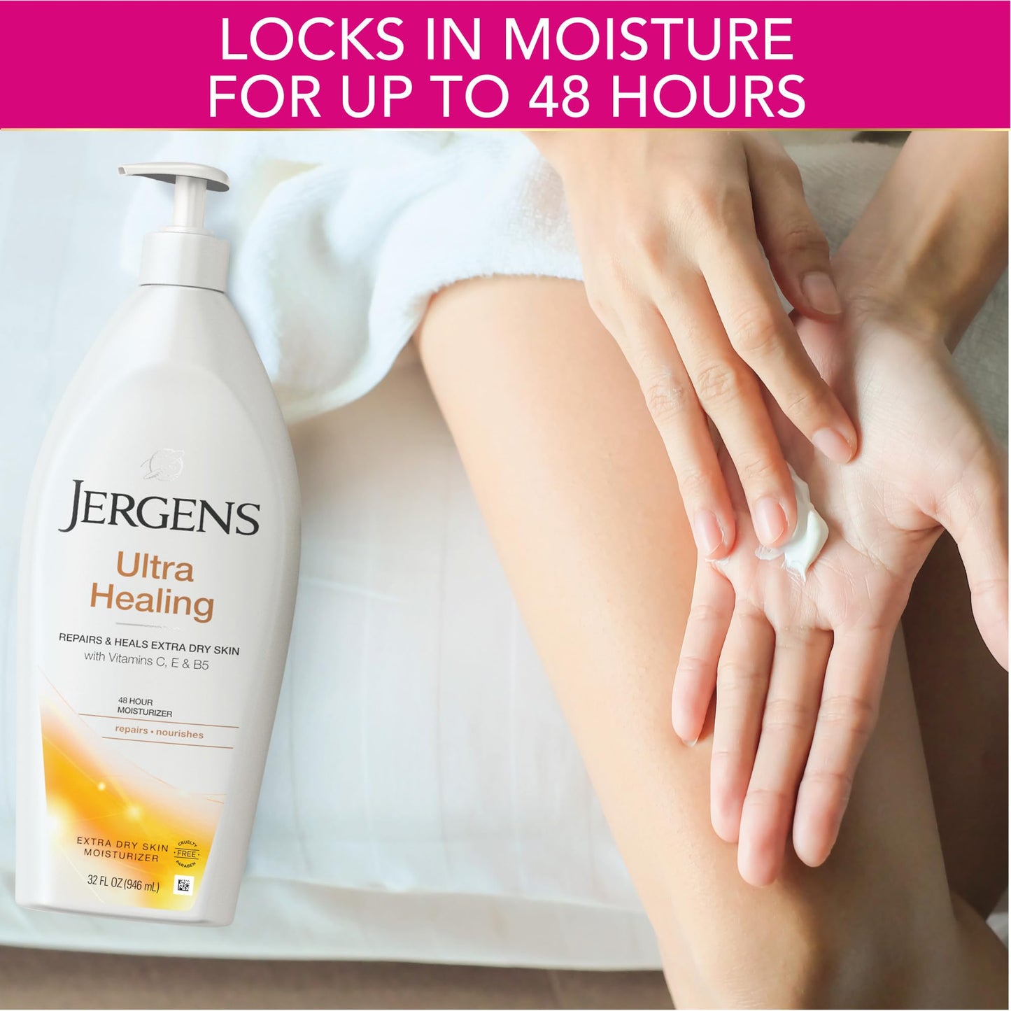 Jergens Ultra Healing Dry Skin Lotion, Hand and Body Moisturizer for Quick Absorption into Extra Dry Skin with Hydralucence Blend, Vitamins C, E