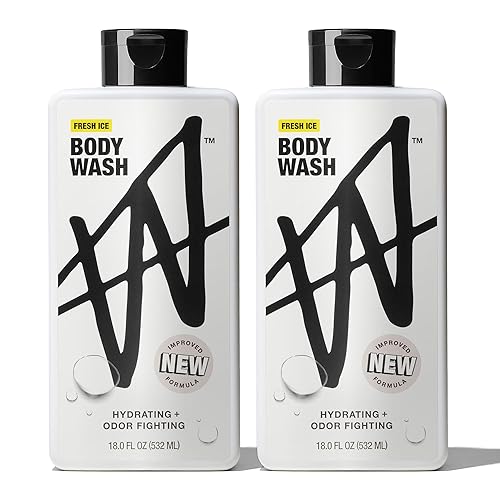 W By Jake Paul Body Wash for Men, Odor Fighting, Deep Cleaning Shower Gel, Hydrating Mens Bodywash, Fresh Ice Scent, 2 Pack, 18 fl oz