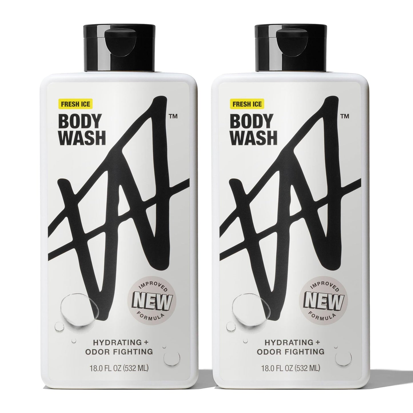 W By Jake Paul Body Wash for Men, Odor Fighting, Deep Cleaning Shower Gel, Hydrating Mens Bodywash, Fresh Ice Scent, 2 Pack, 18 fl oz