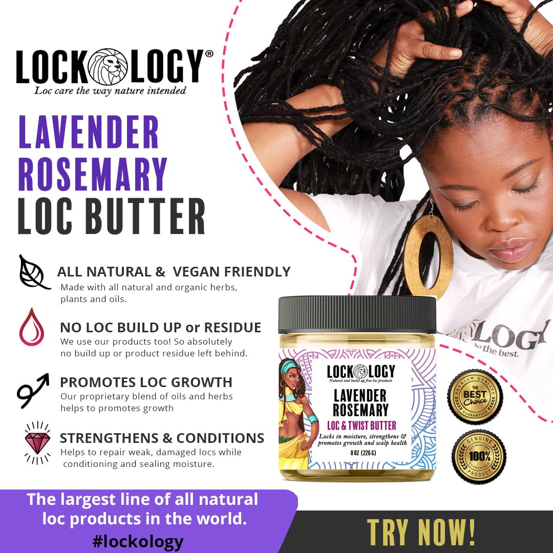 Loc Retwist Butter & Dread Wax for Growth - Lavender Rosemary All Natural NO Build Up Loc Products by Lockology