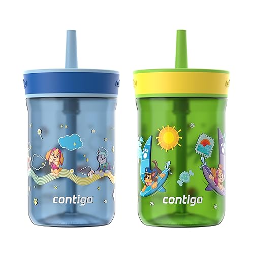 Contigo Leighton Tumbler with Straw, 14 oz, Cool Lime PAW Patrol (Color changing straw); Glacier PAW Patrol (Color changing body)