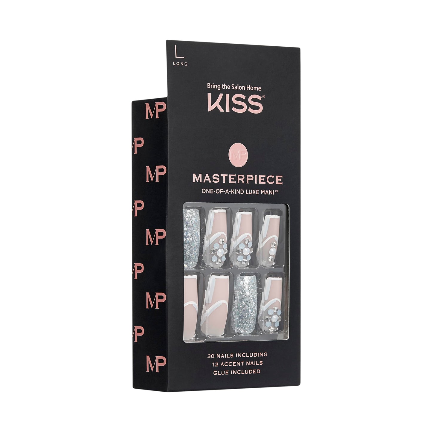 KISS Masterpiece One-Of-A-Kind Luxe Manicure - Long, Square - Members Only, Waterproof, Durable, Flexible, No Damage, Trendy & Intricate Nail Art From Beauty & Personal Care KISS