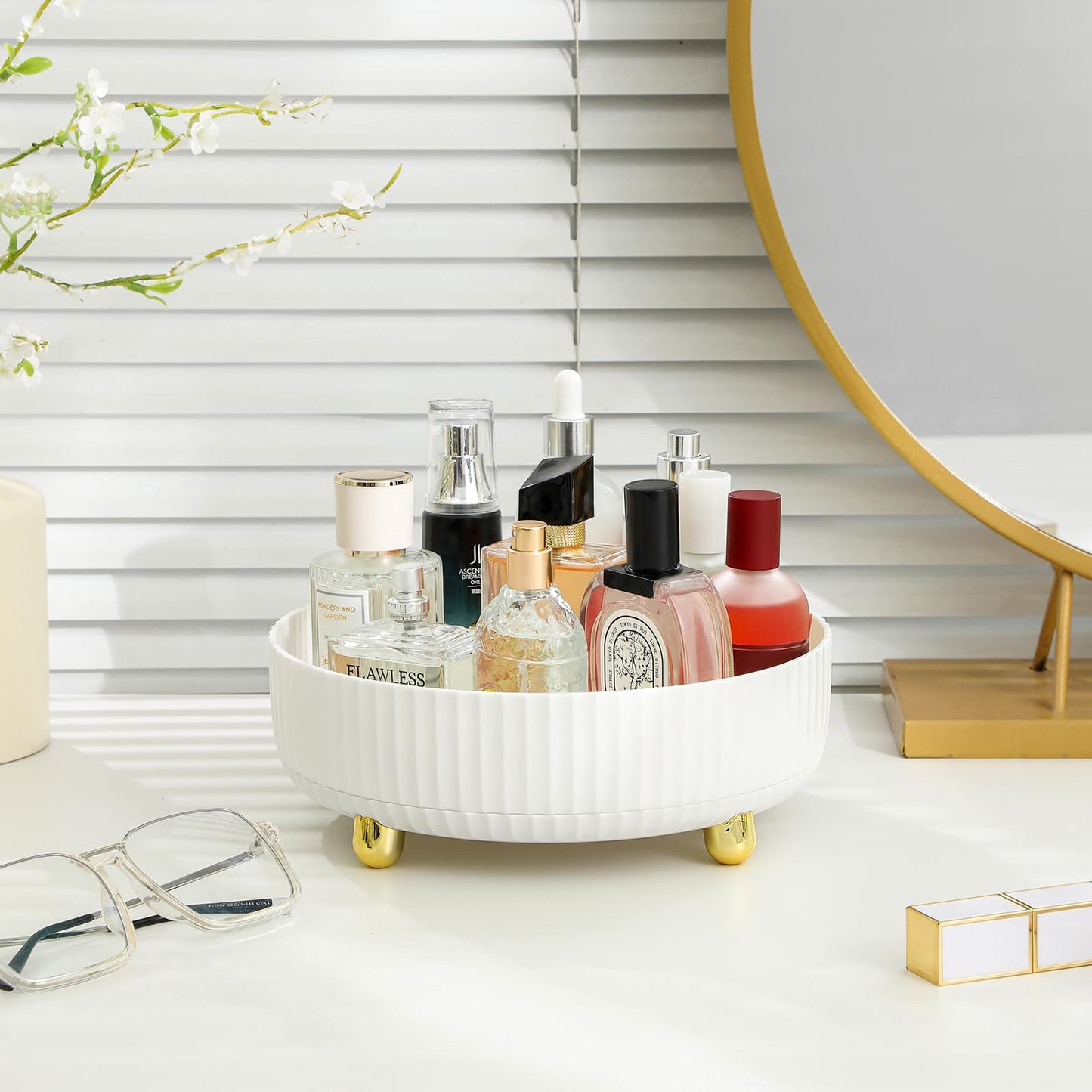 Anyoifax Makeup Perfume Organizer Tray 360 Degree Rotating Lazy Susan Skincare Lotion Organizer Spinning Cosmetics Storage for Dresser, Vanity Beauty and Personal Care Anyoifax