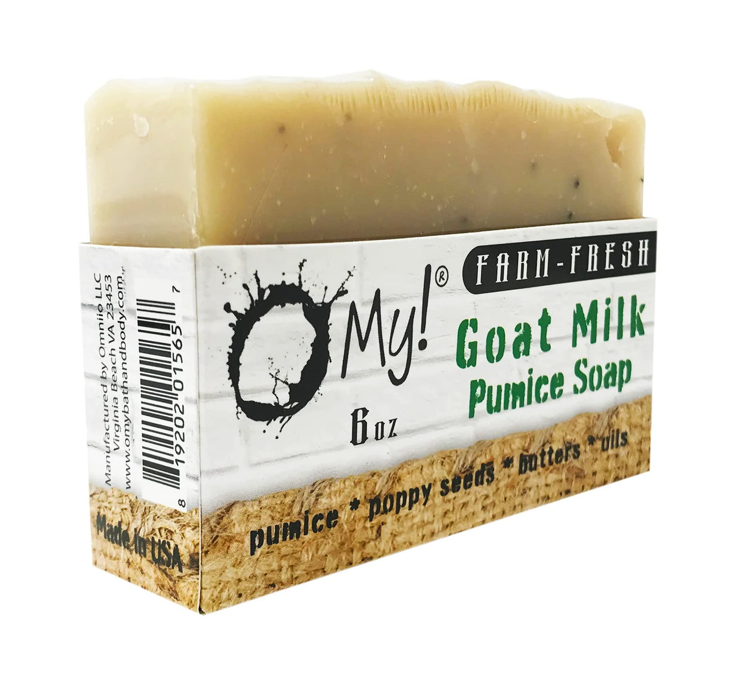 O My! Goat Milk Pumice Soap 6oz - Citrus | Made with Farm-Fresh Goat Milk | Pumice to Gently Cleanse | Gently Exfoliates | Paraben Free | Leaping