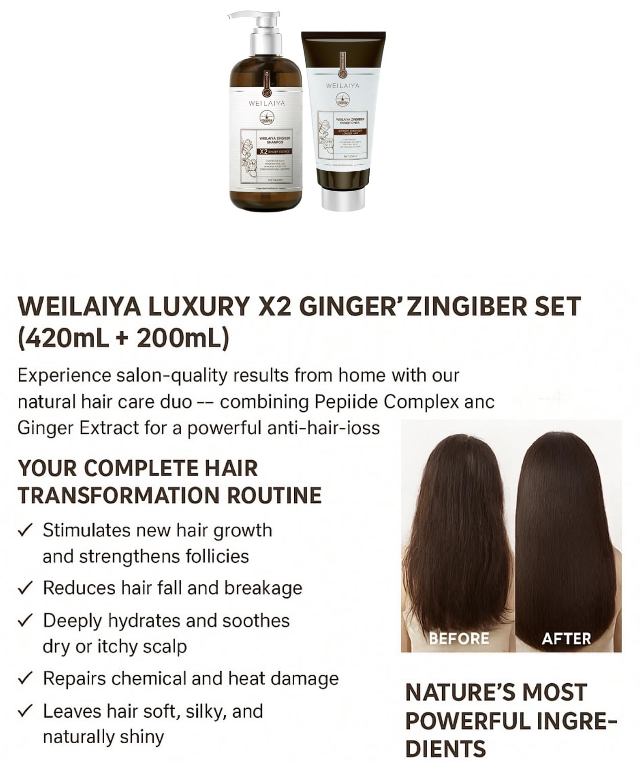 WEILAIYA LUXURY ZINGIBER SHAMPOO/CONDITIONER