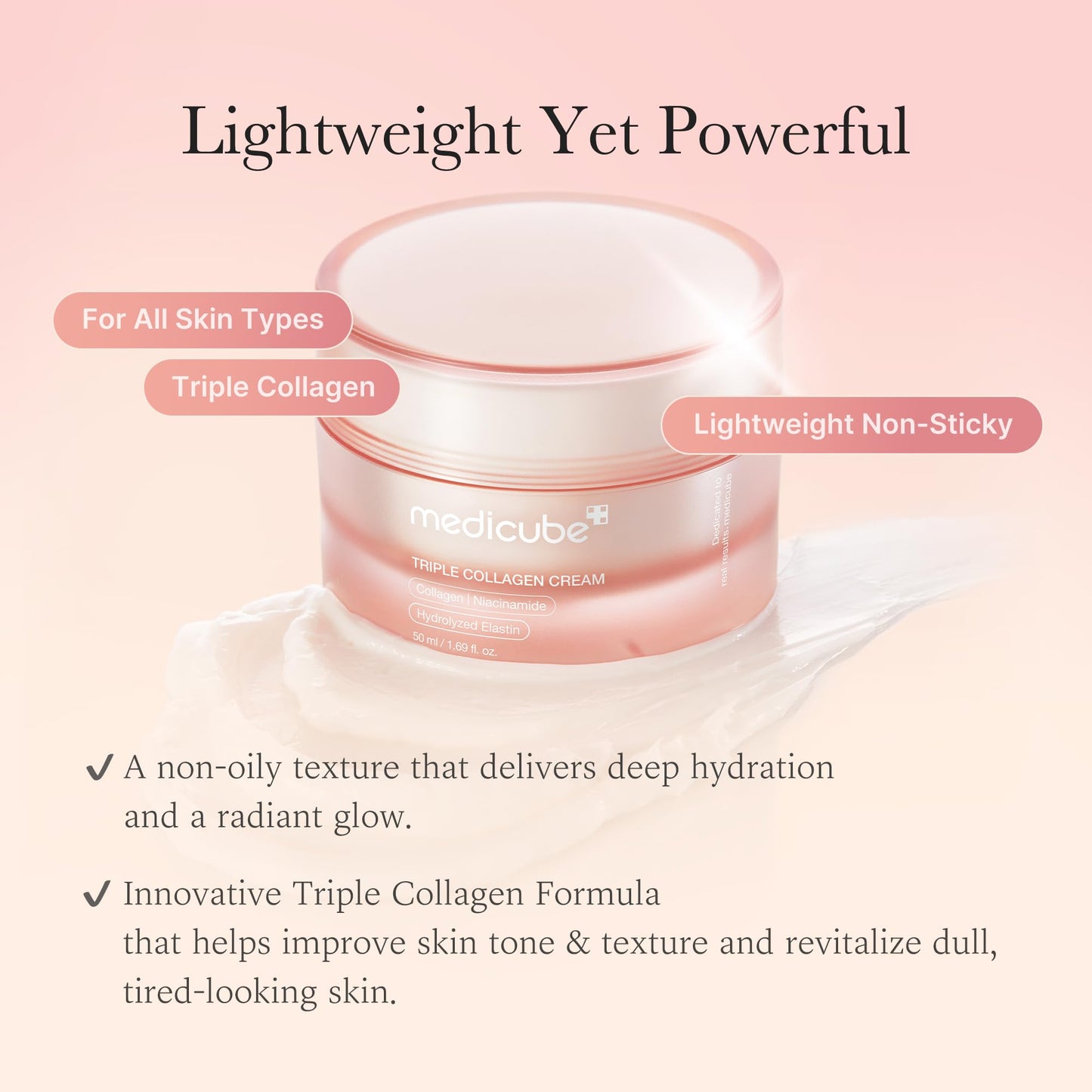medicube Triple Collagen Cream - Hydrating & Firming Moisturizer with Hyaluronic Acid, Premium Elastin, Shea Butter - Wrinkle Care & Boosts Elasticity Beauty and Personal Care medicube