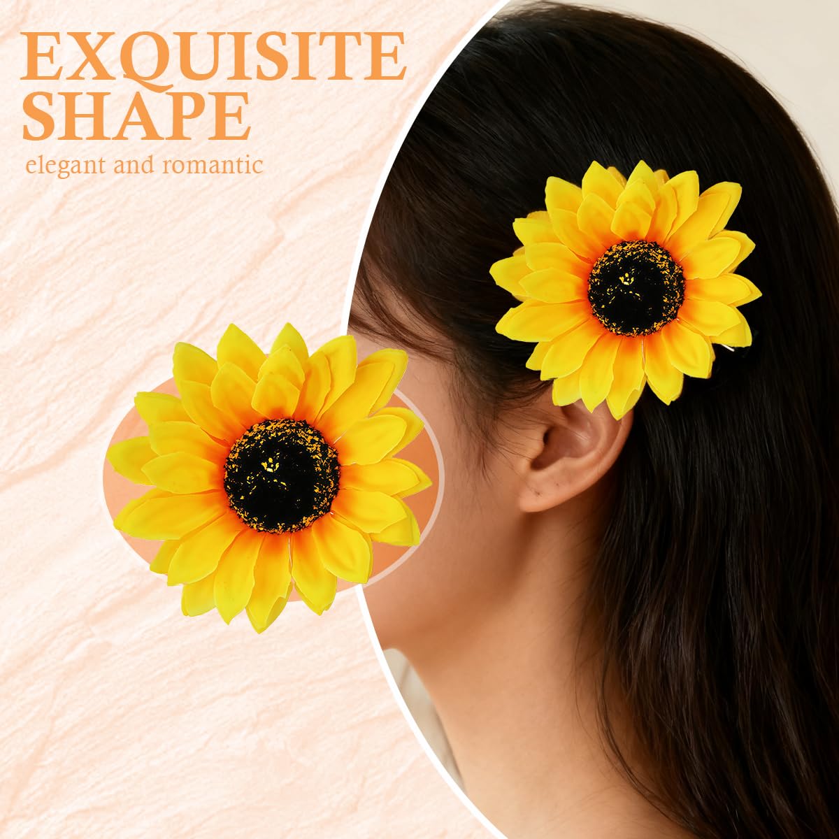 3PCS Women Girls Simulation Yellow Floral Fall Sunflower Hair Clips Alligator Clips Hairpin Hair Clamp Barrettes Headwear Hair Hair Styling