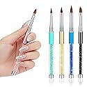 Honoson 5 Pieces Acrylic Nail Brush 3D Nail Brushes for Acrylic Flower UV Gel Pen Painting Tools Home DIY Salon Using Manicure Pen, Size 4, 6, 8, 10
