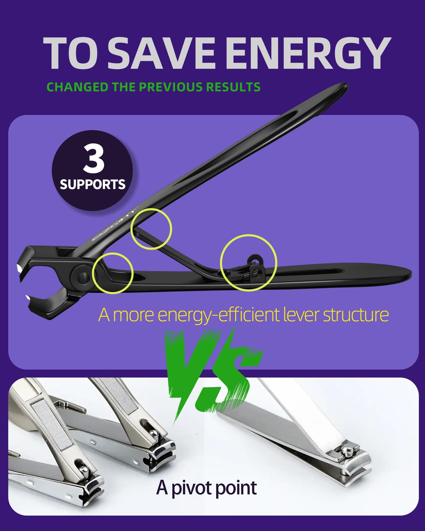 SZQHT Ultra Wide Jaw Opening Nail Clippers Set, Toenail Clippers for Thick Nails, Heavy Duty Nail Cutter, Stainless Steel Toe Nail Clippers