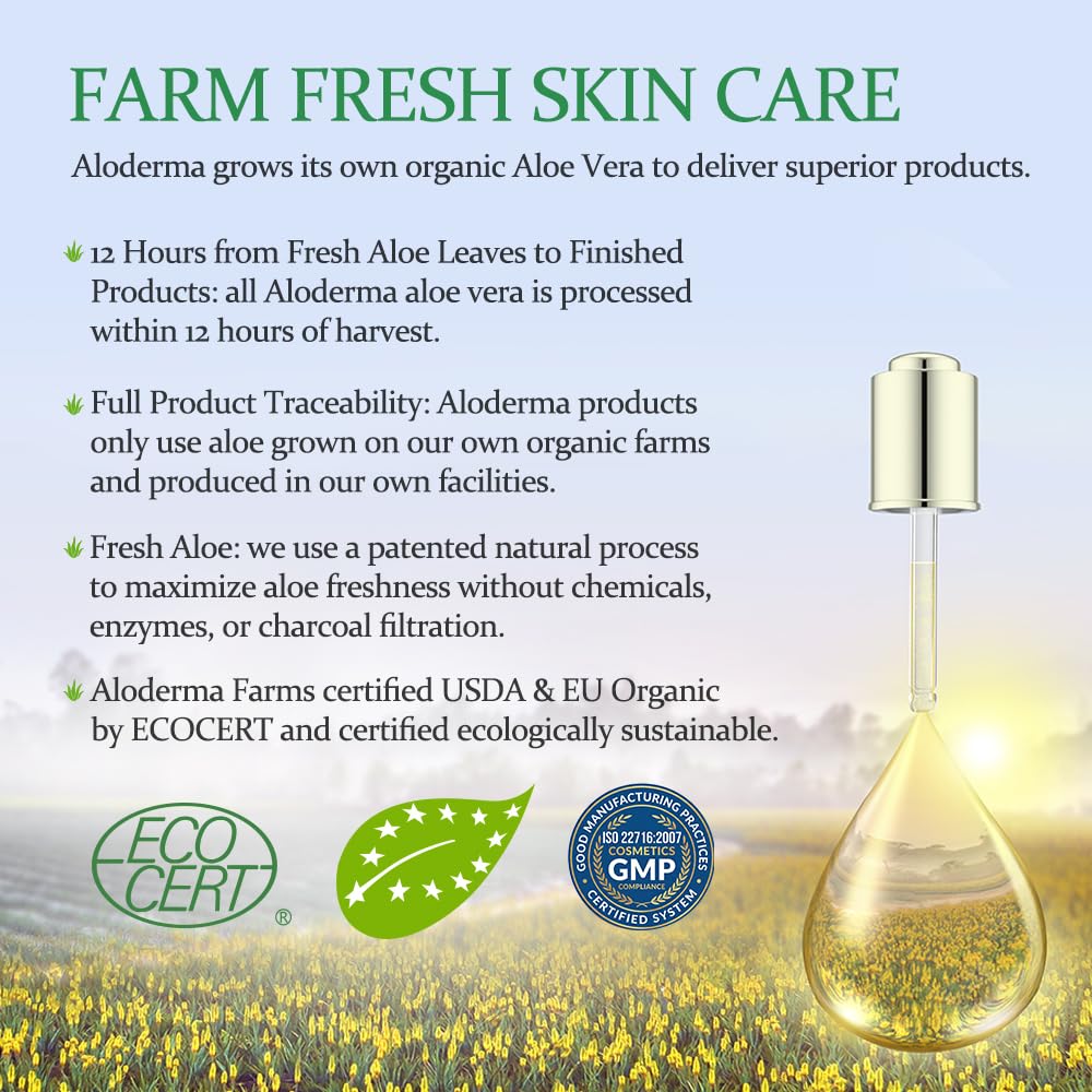 Aloderma Aloe Vera Gel Made within 12 Hours of Harvest with 99% Pure Organic Aloe Vera, Easy Travel Size Tube for Body, Face, & Scalp, Cooling Beauty and Personal Care Aloderma