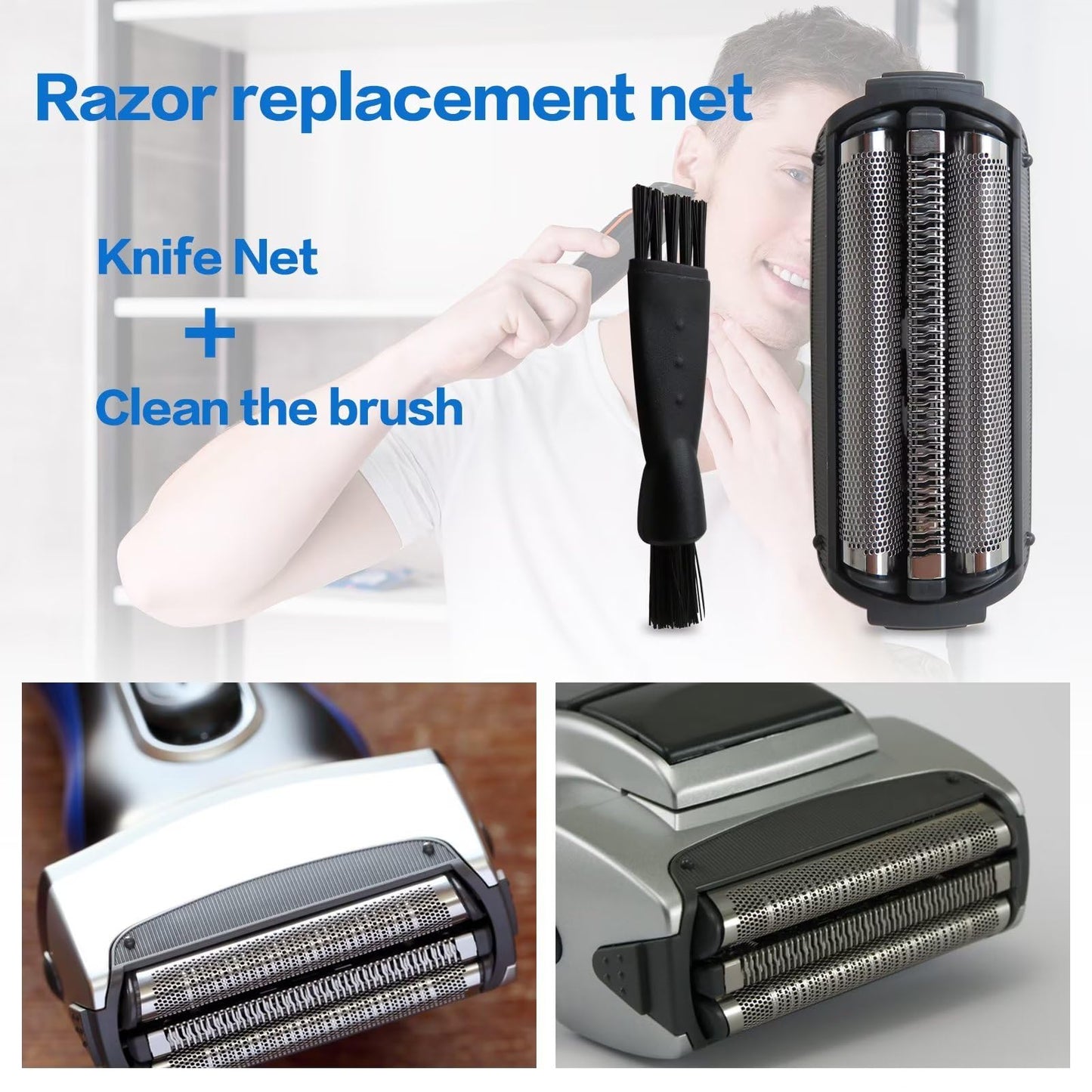 Latest Updated Shaver Razor Outer Foil w/Clean Brush Replacement for Panasonic ES8077 ES8078 ES8086 ES8046 ES8047 ES8088 ES8813 ES8815 Shavers Head Beauty and Personal Care GRABOTE