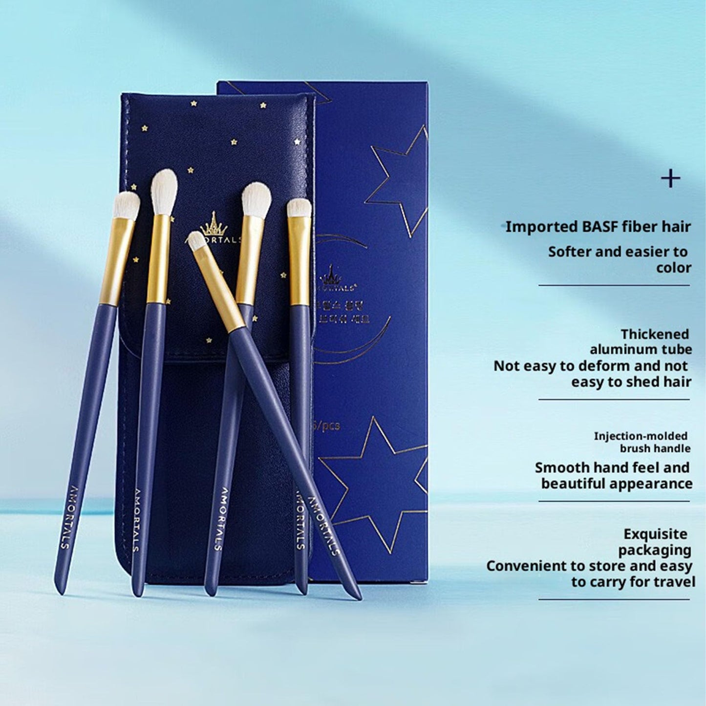 5-Piece Professional Eye Makeup Brush Set Ideal for Concealer, Eyebrow Makeup, And Eyeliner Application Features Soft Bristles and Injection-Molded