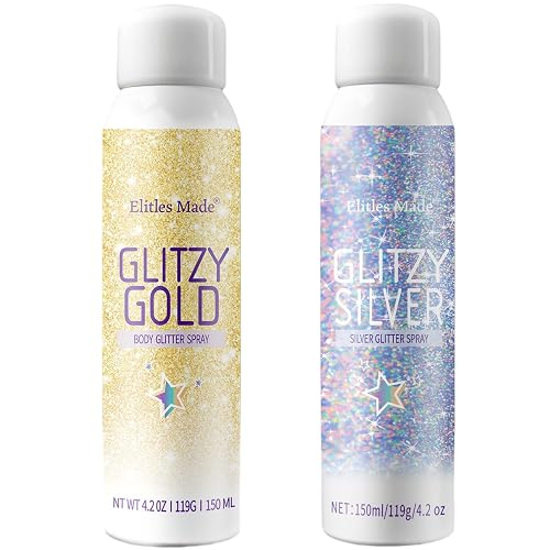 Elitles Made Hair Glitter, 2PCS Body Glitter Spray Glitter Hairspray for Kids Women, Long-Lasting Quick-Drying Holographic Glitter Spray for Hair