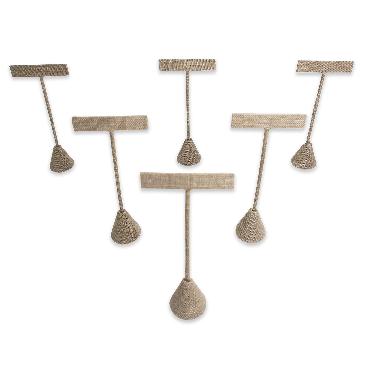 N'icePackaging 6Qty Burlap Canvas 6.75" High Free-Standing Earring T-Stand Display, T Shape Holder for Tradeshow, Home Business, Promotion, or just…