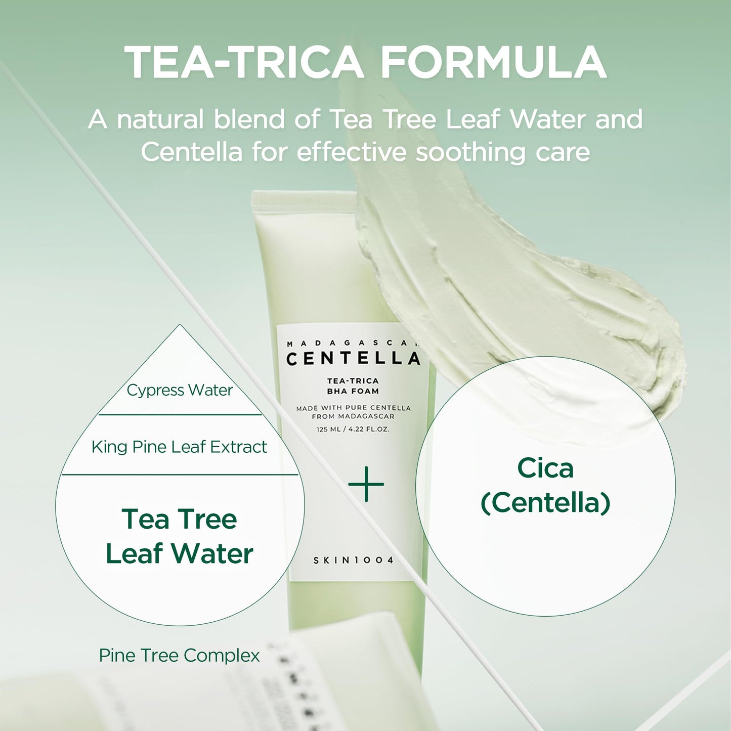 SKIN1004 Tea-Trica BHA Foam, Makeup Remover with Centella Asiatica & Tea Tree, Korean Face Cleanser for Oil & Sebum Balance, Cleansing Foam Beauty and Personal Care SKIN1004
