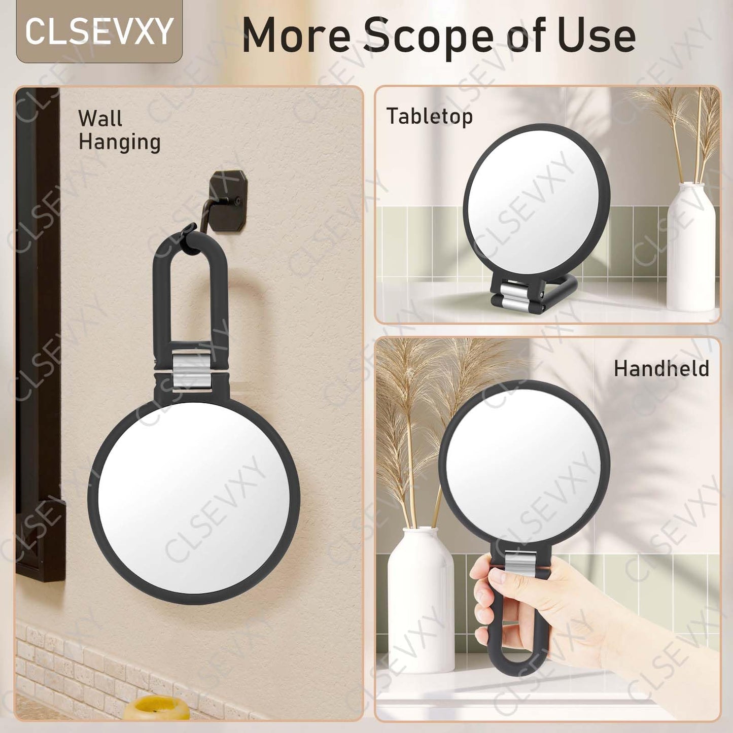 CLSEVXY Magnifying Handheld Mirror Double Sided, 1X 15X Magnification Hand Mirrors, Travel Folding Hand Held Mirror, 360°Rotation Pedestal Makeup Beauty and Personal Care CLSEVXY