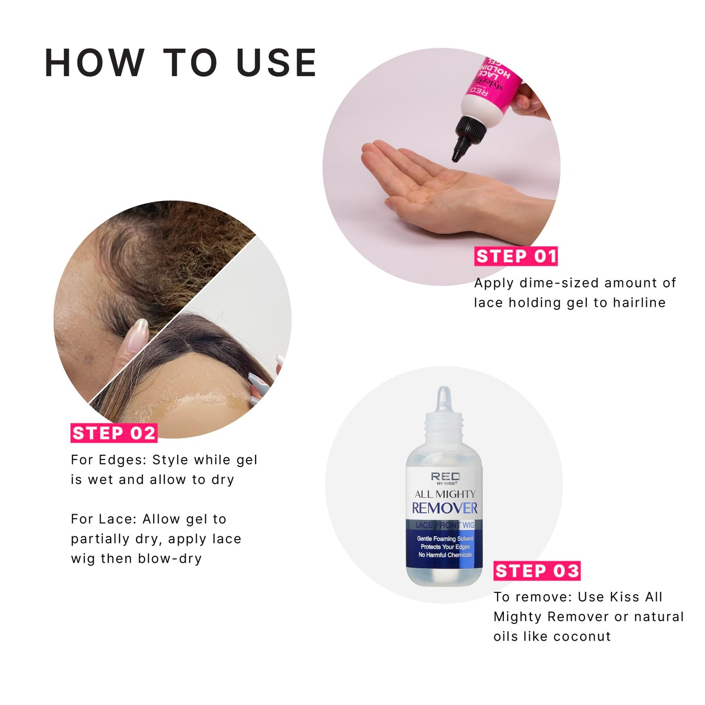 Red by Kiss Styler Fixer Lace Holding Gel, Long Lasting 72-Hr Wear, Quick-Dry Formula for Seamless Lace Application, Scalp Protection & Conditioning